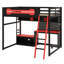 Lit mezzanine en bois avec bureau-628921768