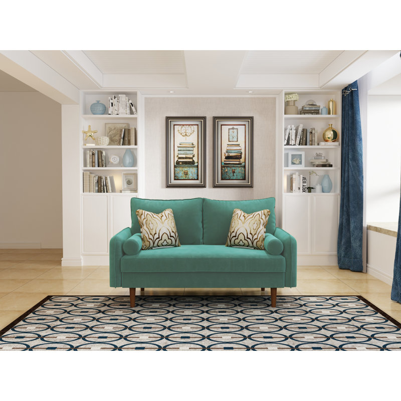 Causeuse 60 po, Velours bleu pacifique