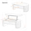 Table basse ovale à plateau relevable en bois brun avec rangement caché pour le salon