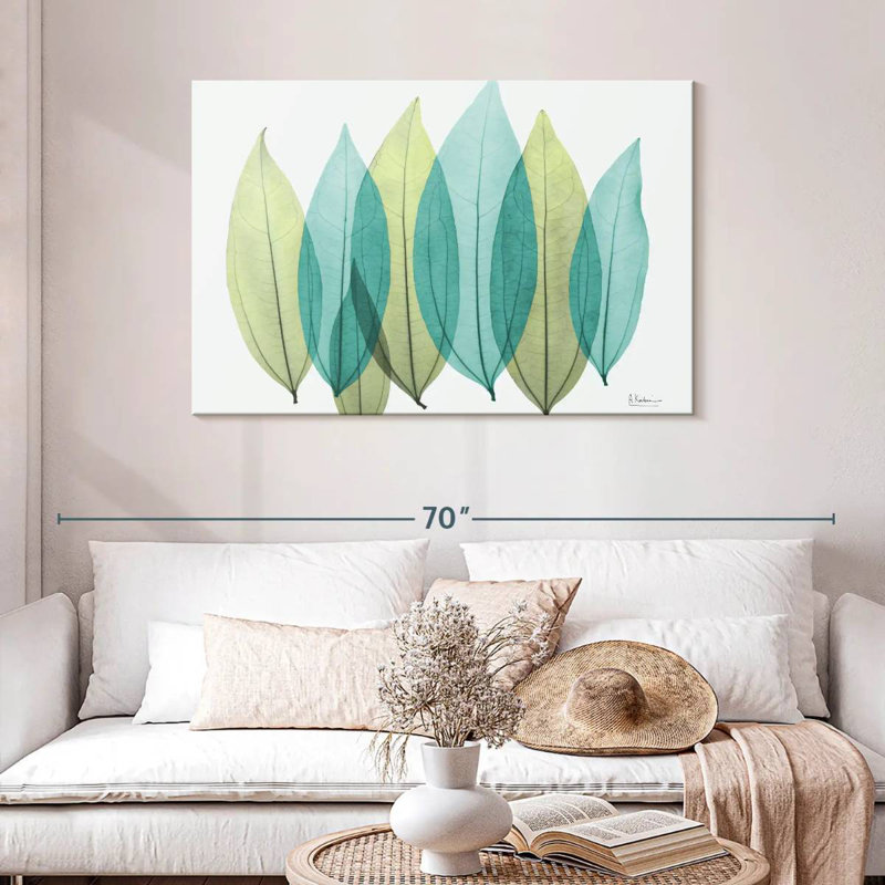 Harnek Blue Green Coculus Leaves, 30" H x 45" W