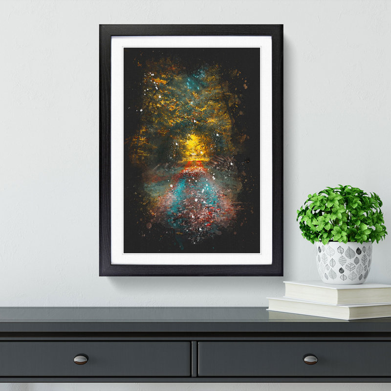 Endless Autumn Forest in Germany - Framed Print, 63cm H x 45cm W x 2cm D, Black Framed