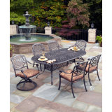 Lular 6 - Person Metal Patio Dining Set with Oval Table