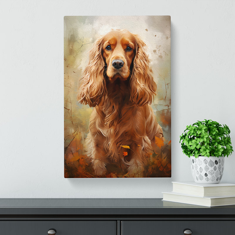 Cocker Spaniel Digital - Wrapped Canvas, 60cm H x 40cm W x 3cm D