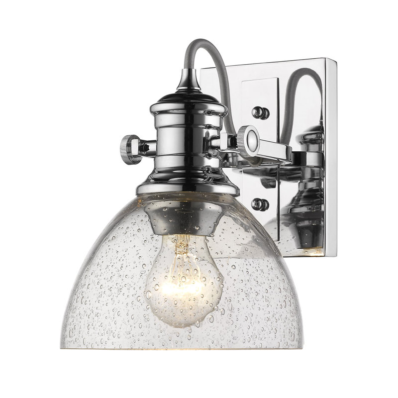 Bales Glass Semi Flush Mount, Chrome, Seeded Glass