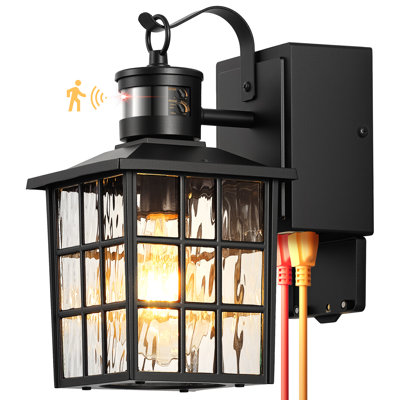 Motion Sensor Outdoor Wall Lights with GFCI Outlet, Anti-Rust Dusk to Dawn Front Porch Light