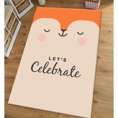 Tapis orange / rose en polyester tissé à la machine Lonoke