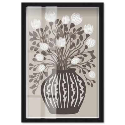 Folk Art Floral I Vintage Art Shadowbox Print by Art Remedy