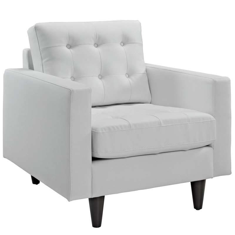 Chaise avec accoudoirs en cuir Modway Empress, Similicuir blanc
