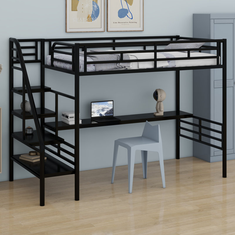 Metal Loft Bed Frame With Desk