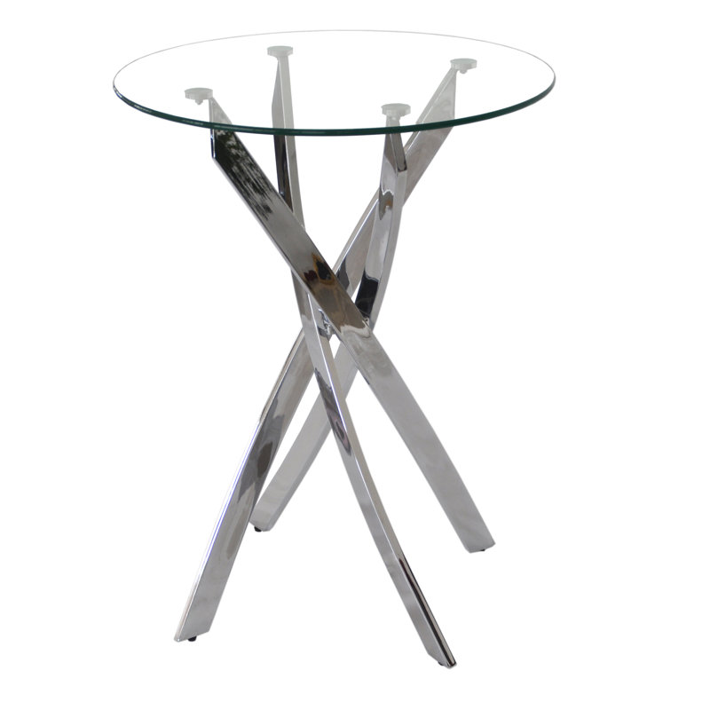 Ison Round Glass Top Metal Base Dining Table