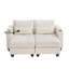Convertible beige 63 po avec tissu en velours côtelé, porte-gobelet, porte-téléphone et rangement latéral: méridienne, velours côtelé doux, supports-294123616