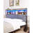 Headboard with 3-Tier Storage Shelves, Velvet Upholstered Head Board with 2 Outlets, USB Ports & LED Light, Soft Backrest for King/Queen Size Bed, White and Gold/Rustic Brown and Black-984979043-985306067