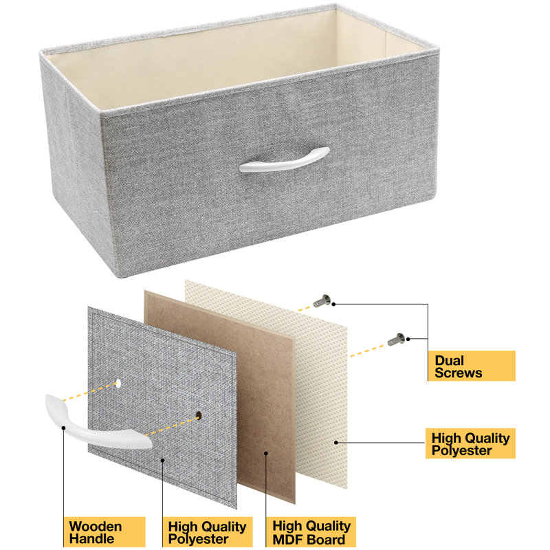 White and Gray 8-Drawer Fabric Dresser with Steel Frame