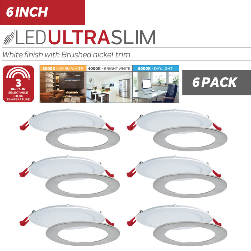 6.25'' Dimmable Air-Tight IC Rated LED Canless Recessed Lighting Kit