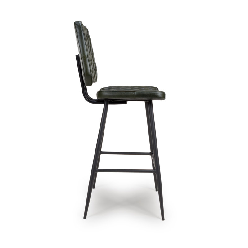 Ehret Upholstered Counter Stool with Metal Frame, Green