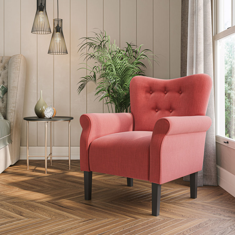 Fauteuil rembourré capitonné de 30,3 po de largeur, Lin brique