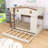 Wooden Bunk Bed with Trundle, Hooks and Side Shelves-1385674124-1385674231
