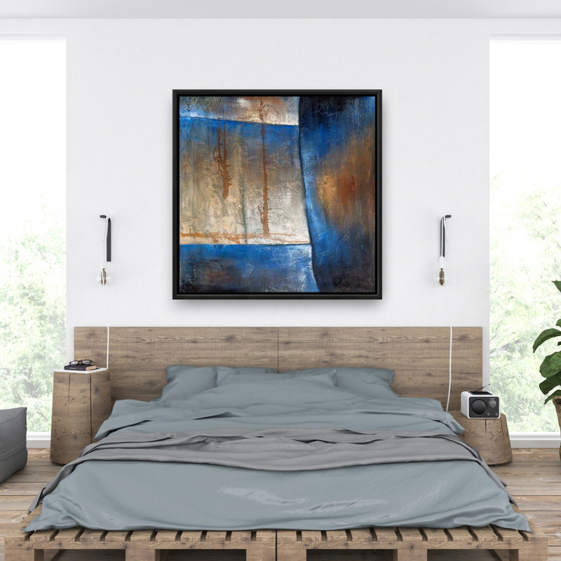 Bleu lumineux et forme bronze - Toile encadrée, décoration intérieure