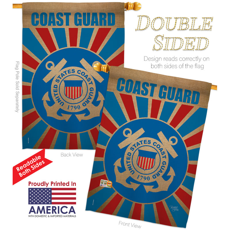 « coast guard », décoration de polyester de 2 côtés 40 x 28 po ensemble de drapeau