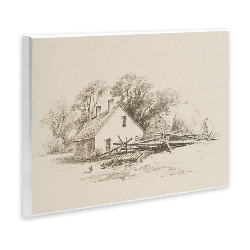 Cottage, dessin au crayon, plaque murale, conception par domaine public, H 10 po x l 15 po