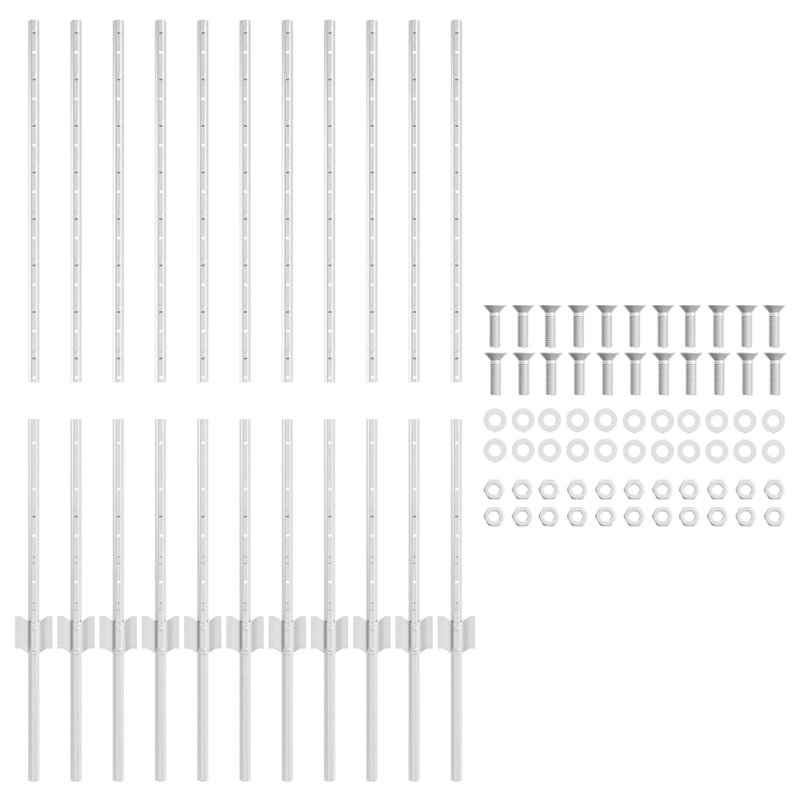 Fence Posts 22 Pcs U-Channel Steel, Silver, 100cm H x 8.5cm W