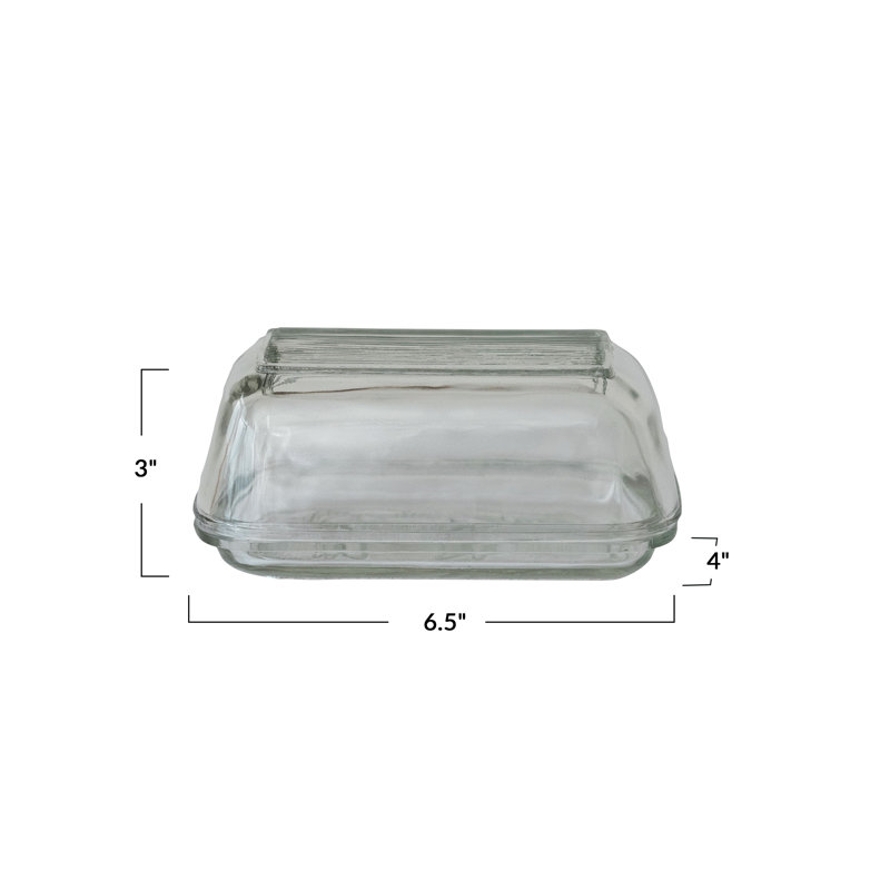 Vintage Embossed Glass Butter Dish