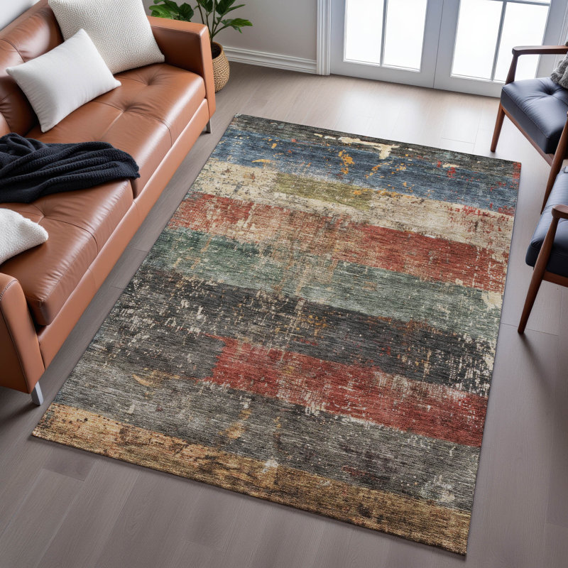 Premium Machine Washable Jessie AMF1198 Stripes Rug, Rectangle 9 pi x 12 pi