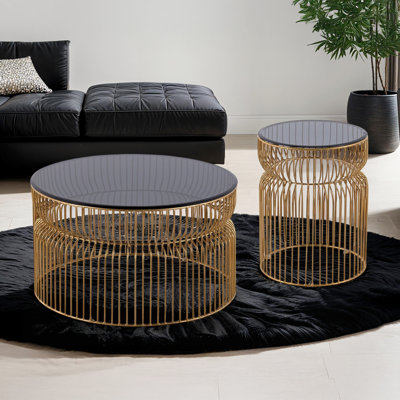 Table basse ronde moderne de 30 po, table de bout de 21 po de hauteur et table d'appoint pour salon