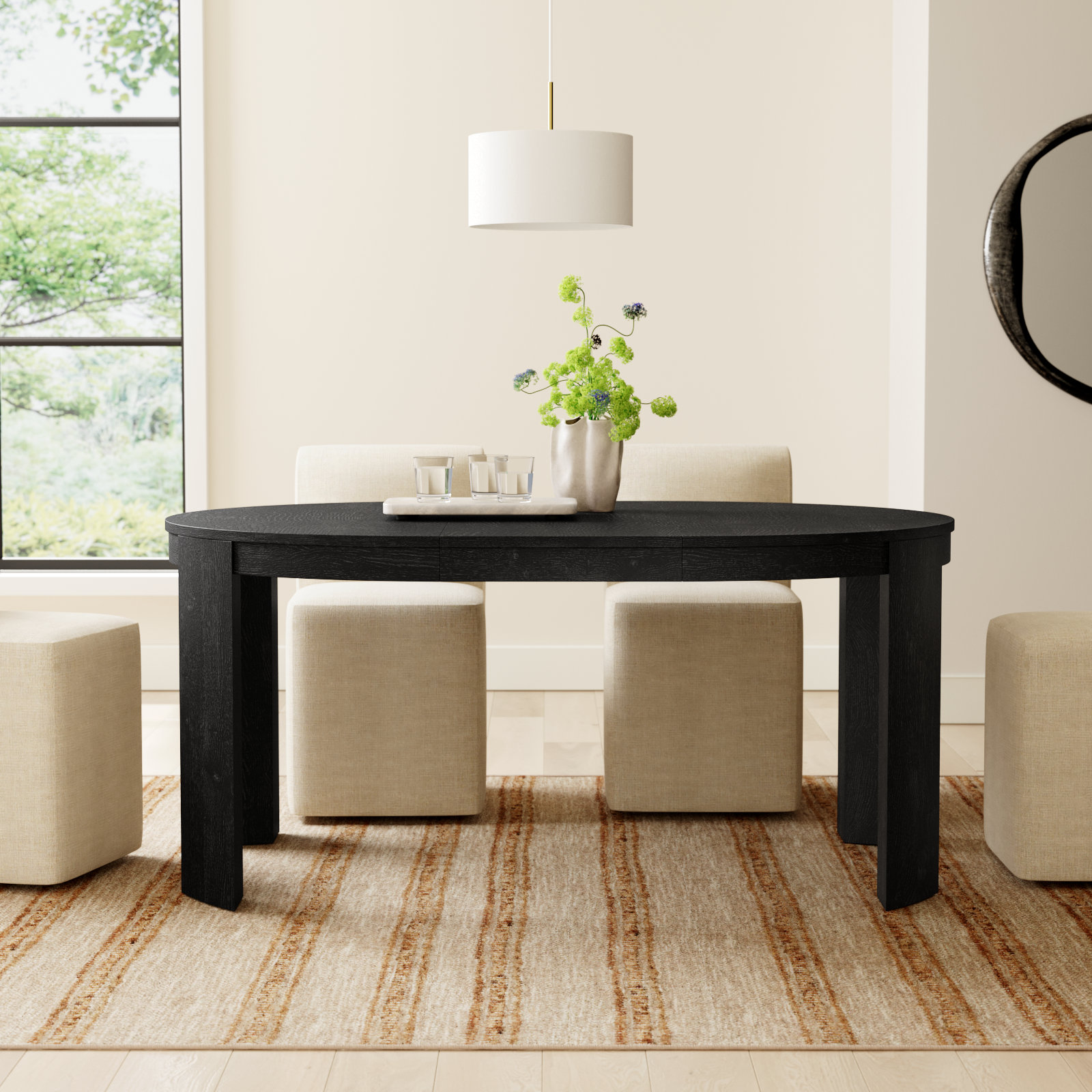 Payton 66" Extendable Dining Table, Black