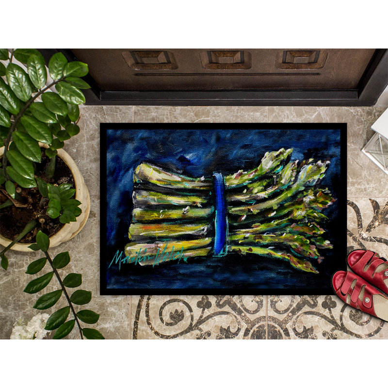 Tapis d'extérieur antidérapant Budd Asperagus Blew, Rectangle 2 pi x 3 pi