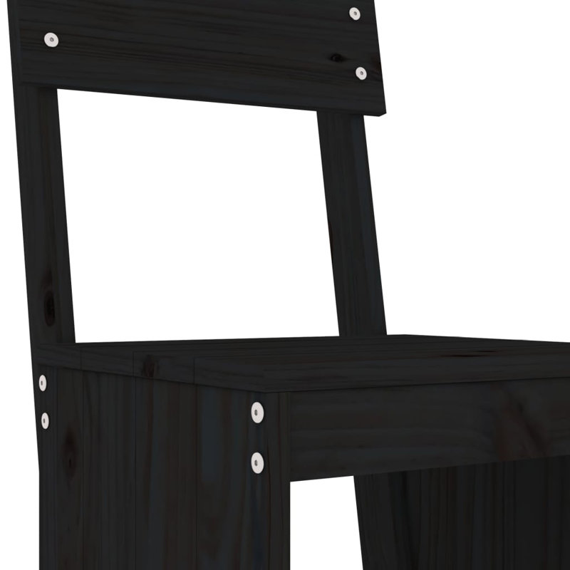 Avital Brayden Studio Bar Set with Wood Frame and Solid Wood Outer Material, Black