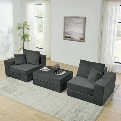Canapé modulaire modulaire en nuage, canapé rembourré en forme de L moderne avec repose-pieds amovible, canapé-lit à siège profond avec coussins décoratifs pour le salon, un appartement, un petit espace