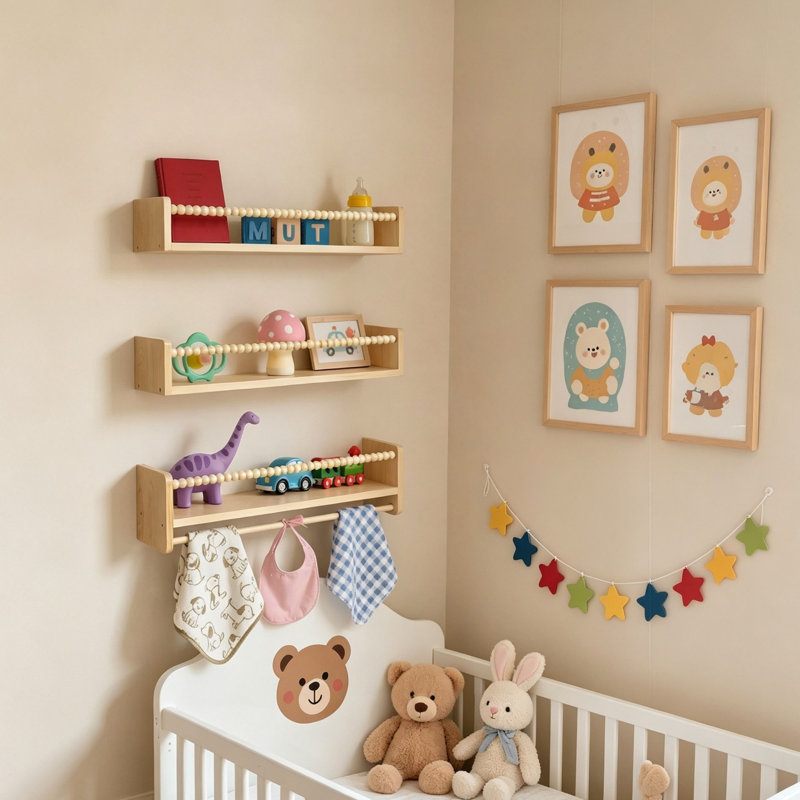 10 cm H x 58 cm W Solid Wood Floating Shelf Bookcase