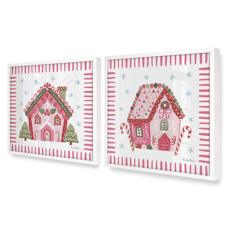 Ensemble de 2 estampes Ribboned Holiday, 12 po x 12 po, Blanc opaque