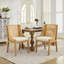 Chaises de salle à manger en rotin avec structure en bois massif, accoudoirs décoratifs et siège rembourré en lin pour les intérieurs de style rustique-61201520