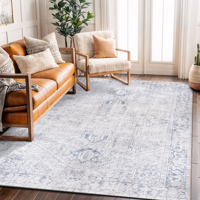Vintage Boho Medallion Machine Washable Non Slip Area Rug, Rectangle 5' x 7'