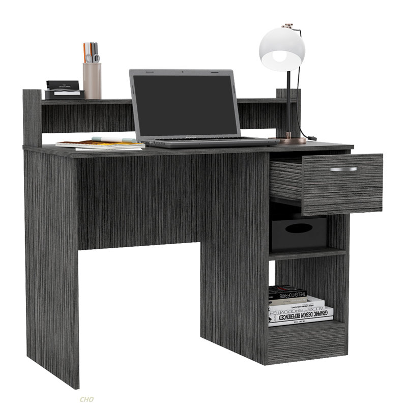 Bureau d'ordinateur Manaos, plusieurs tablettes, un tiroir