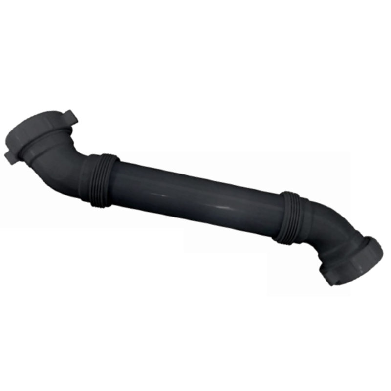 Tube d'extension en plastique à double extrémité de 1-1 / 4 po x 16 po pour évier de cuisine, Noir