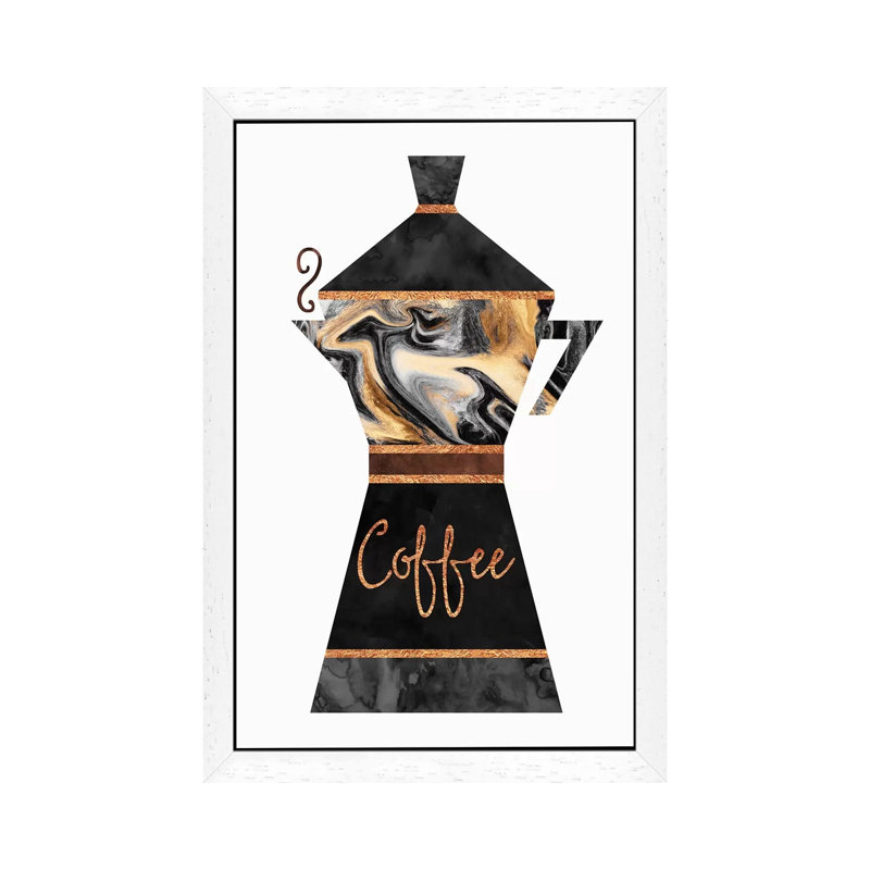 Coffee by Elisabeth Fredriksson - Print on Canvas, 101.6 cm H x 66.04 cm W, White Framed