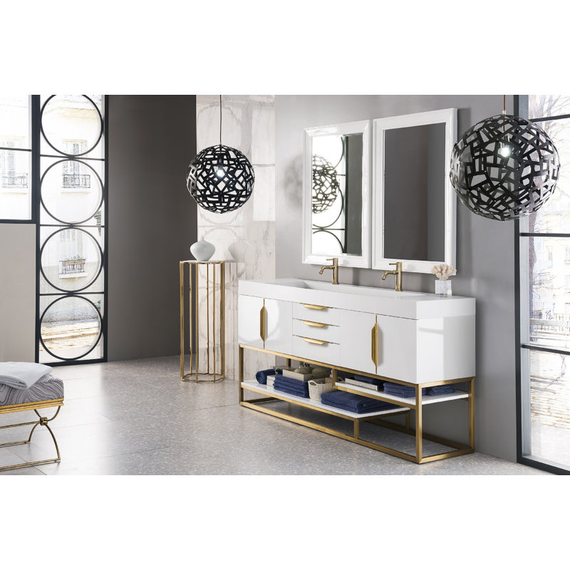 Columbia 72'' W Single Vanity, Dusk Gray, Glossy White, Radiant Gold