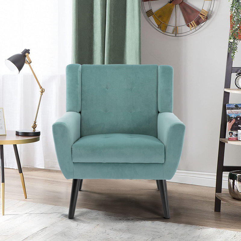 Fauteuil d'appoint Bolanle, Velours vert menthe