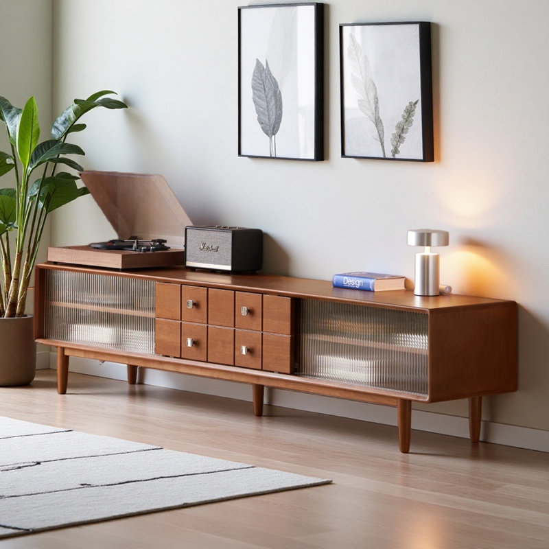 Meuble télé simple en bois massif brun