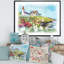 Bâtiments blancs sur un pré vert coloré - peinture sur toile-67418476-67418475