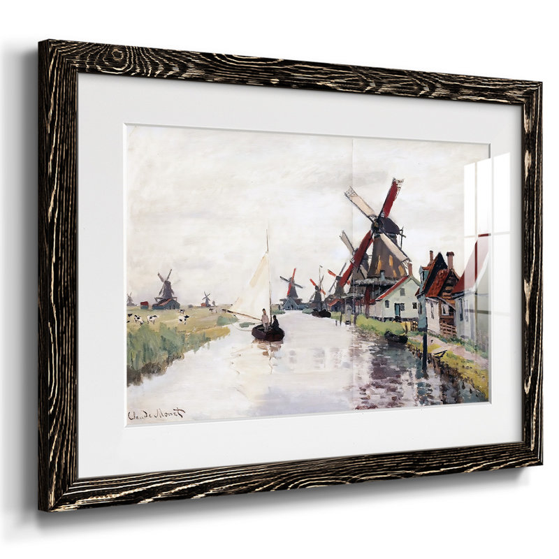 Windmills in Holland, 1871 - Reproduction encadrée rustique avec tableau mat, Noir, H 18 po x l 26 po