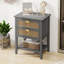  Table de bout à 2 tiroirs, table de chevet en rotin avec rangement pour chambre à coucher, salon, gris-549140633