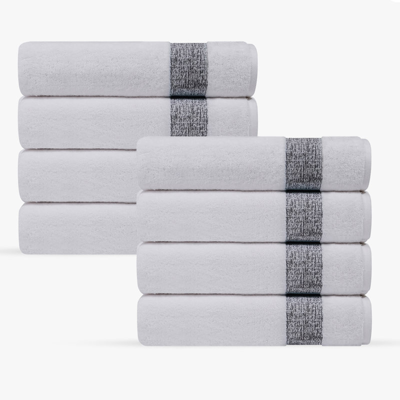 Jonnae 8 pcs Turkish Hand Towels Set, Anthracite