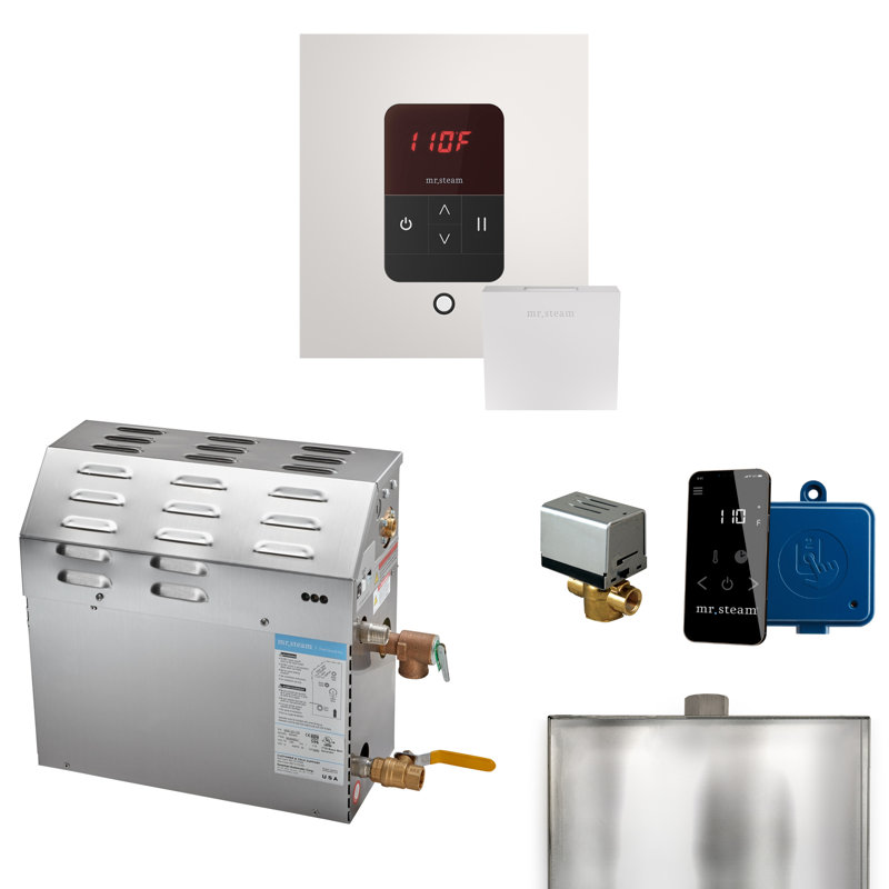 Ensemble de générateur de douche à vapeur MS 6 kW (6000 W) avec contrôle de température carré blanc et accessoires