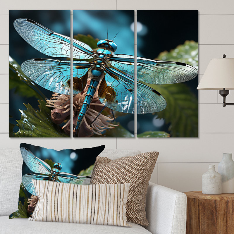 Ensemble de décoration murale en métal Teal Dragonfly Airborne Jewel