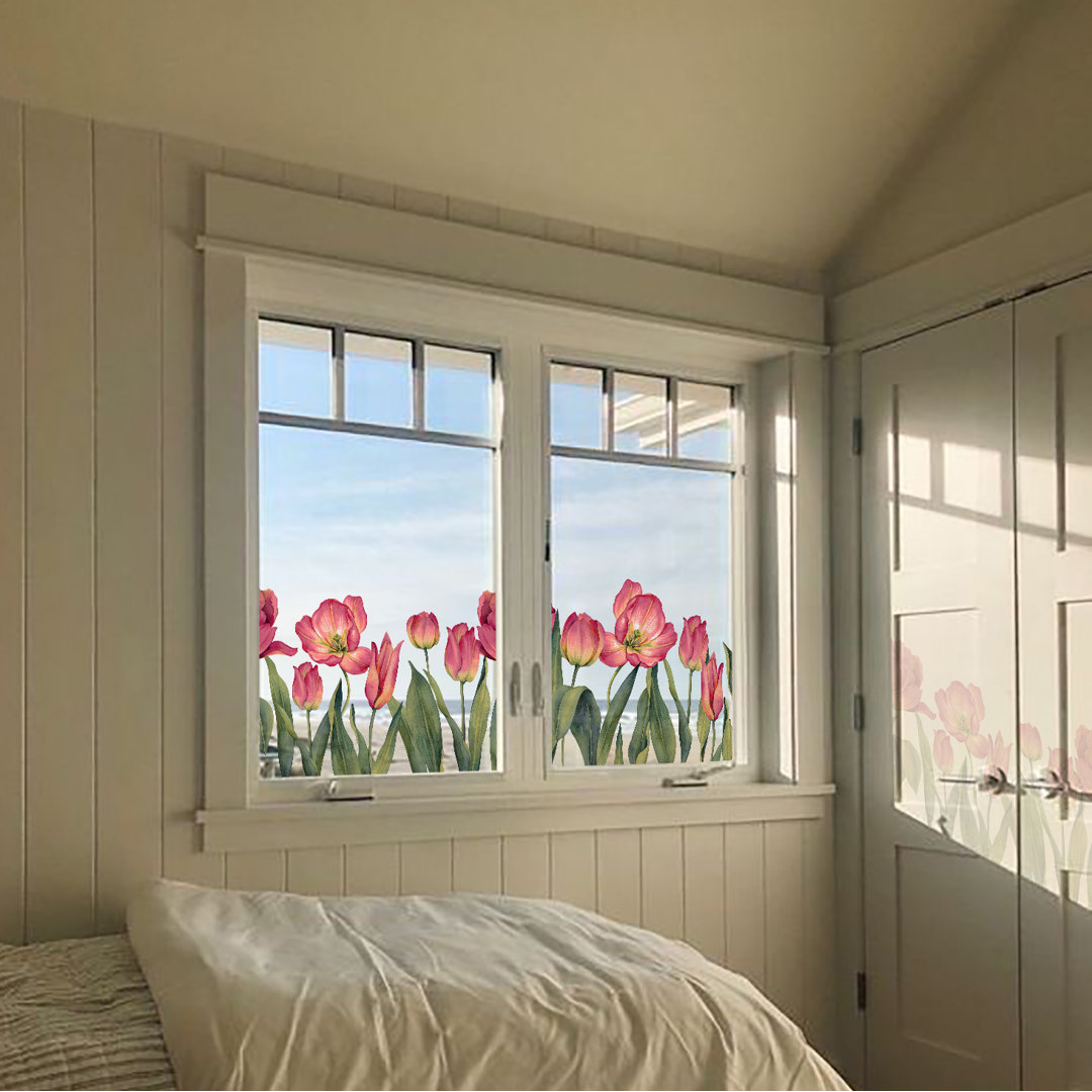 Tulip Garden Static Cling Window Decal Winston Porter