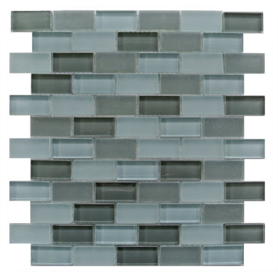 Free Flow 1 in. x 2 in. Glass Straight Edge Brick Mosaic Wall & Pool Tile